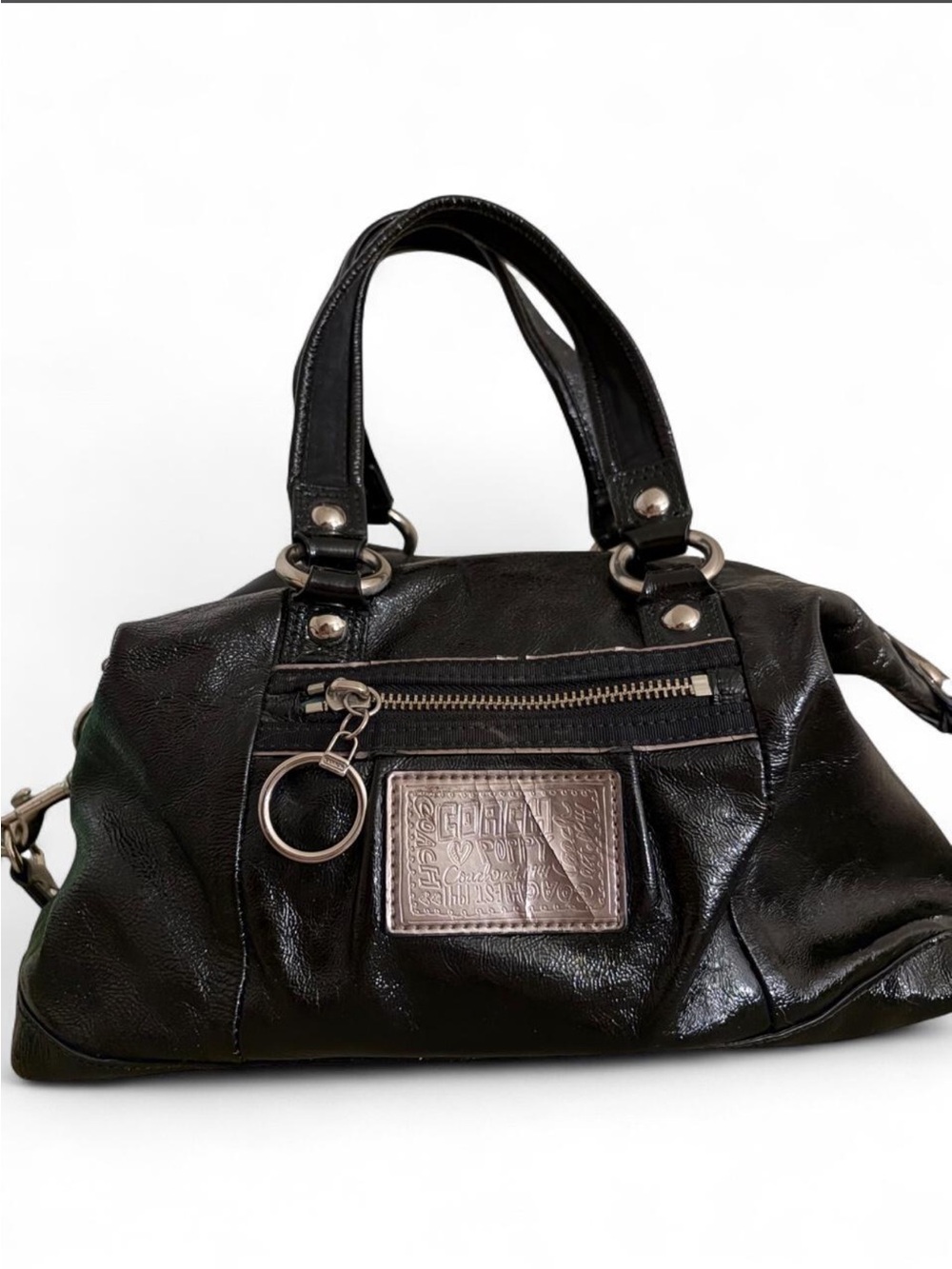 Coach poppy vintage shoulder bag in black patent